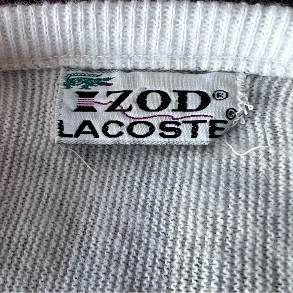 Lacoste Izod Sweater Gator Patch Ivory V Neck Vintage 90s Tennis Preppy Mens L - Picture 7 of 10